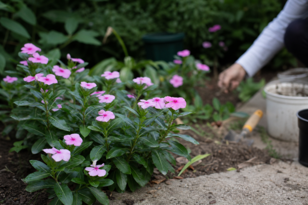 Vinca roz (Catharanthus roseus) – sfaturi pentru plantare, creștere și întreținere