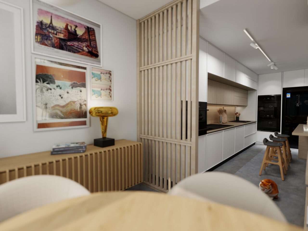 Living open-space cu bucătărie: cum delimitezi vizual cele două zone